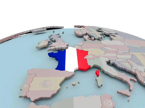 Political map of France on globe with flag — Stock Photo, Image