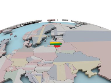 Litvanya bayrağı ile dünya üzerinde siyasi Haritası