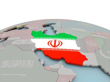 Iran siyasi Haritası bayrak ile dünya üzerinde