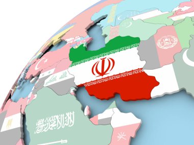 Iran bayrağı ile dünya üzerinde