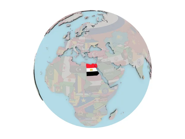 Egitto con bandiera sul globo — Foto Stock