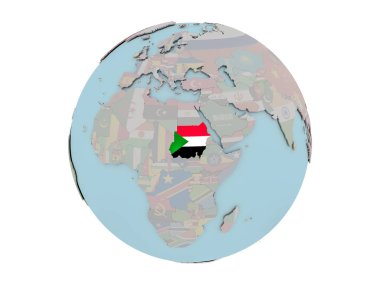 Dünya üzerinde bayrak ile sudan