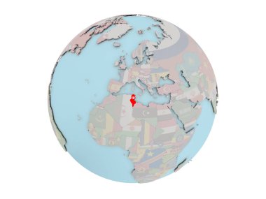 Tunus dünya üzerinde bayrak ile