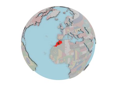 Dünya üzerinde bayrak ile Fas