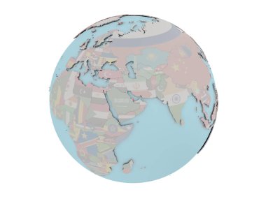 Katar dünya üzerinde bayrak ile