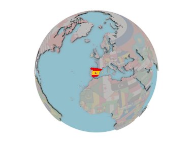 İspanya Dünya üzerinde bayrak ile