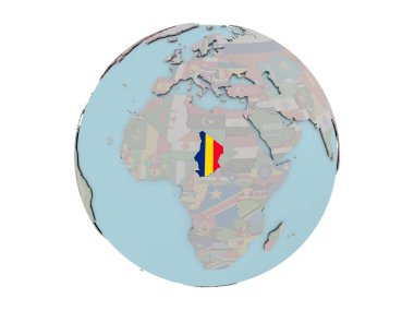 Chad dünya üzerinde bayrak ile