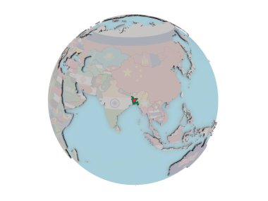 Bangladeş dünya üzerinde bayrak ile