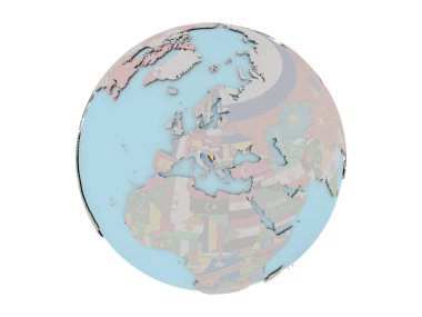 Dünya üzerinde bayrak ile Bosna