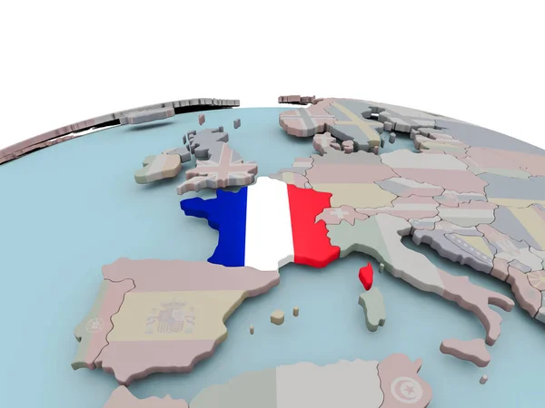 Πολιτικός χάρτης της Γαλλίας στον κόσμο με σημαία — Φωτογραφία Αρχείου