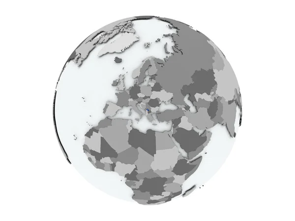 Kosovo op wereldbol geïsoleerd — Stockfoto