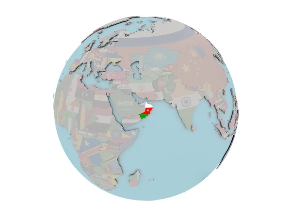 Оман с флагом на глобусе — стоковое фото