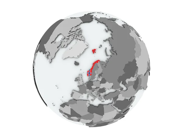 Norwegen auf dem Globus isoliert — Stockfoto