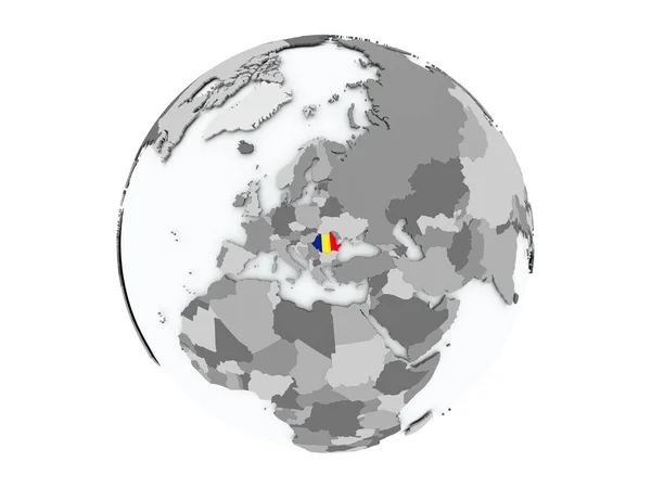 Romania sul globo isolato — Foto Stock