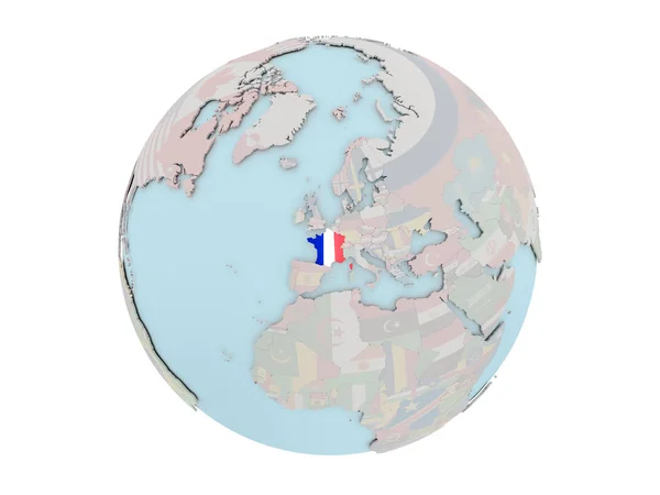 France avec drapeau sur le globe — Photo