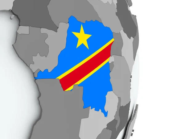 Mapa da República Democrática do Congo com bandeira — Fotografia de Stock