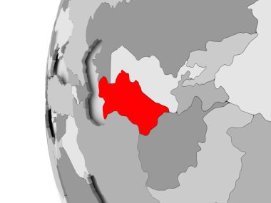 Türkmenistan gri dünya üzerinde