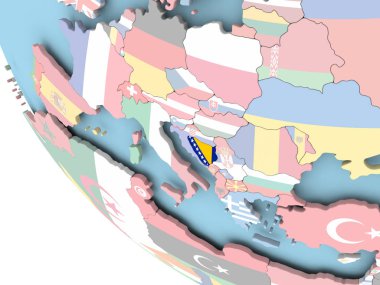 Dünya üzerinde bayrak ile Bosna