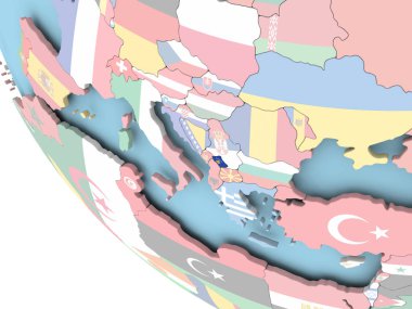 Dünya üzerinde bayrak ile Kosova