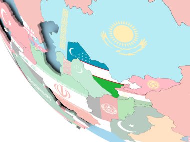 Dünya üzerinde bayrak ile Özbekistan