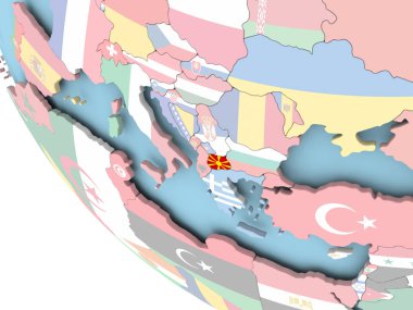 Dünya üzerinde bayrak ile Makedonya