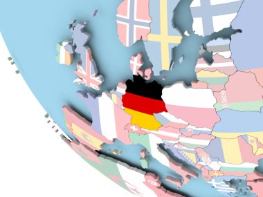 Almanya dünya üzerinde bayrak ile