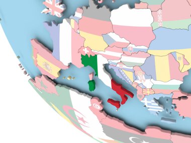 İtalya dünya üzerinde bayrak ile