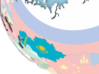 Kazakistan dünya üzerinde bayrak ile