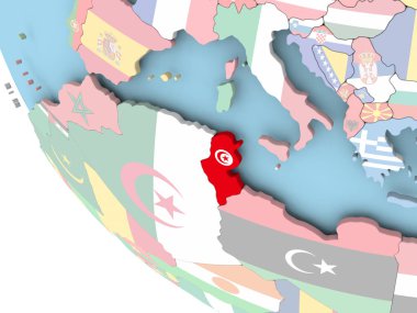 Tunus dünya üzerinde bayrak ile