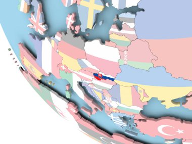 Dünya üzerinde bayrak ile Slovakya