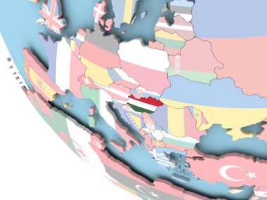 Dünya üzerinde bayrak ile Macaristan