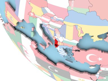 Arnavutluk ile dünya üzerinde bayrak