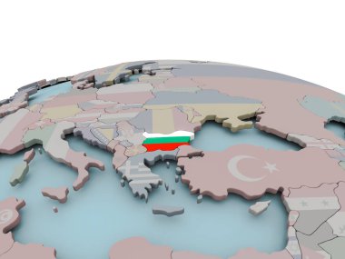 Bulgaristan bayrağı ile dünya üzerinde siyasi Haritası