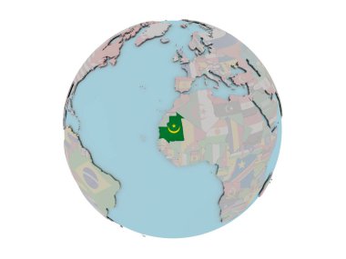 Dünya üzerinde bayrak ile Moritanya