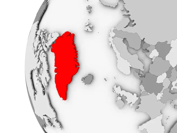 Ґренландія на сірий глобус — стокове фото