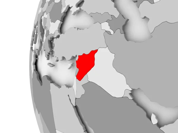 Syria on grey globe — Stock Photo, Image