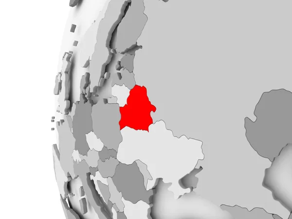 Belarus on grey globe — Stock Photo, Image