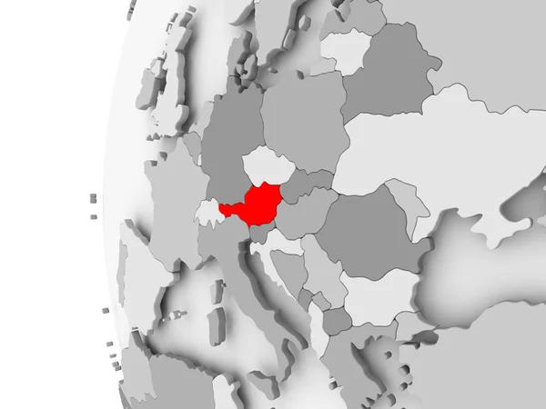 Oostenrijk op de grijze globe — Stockfoto