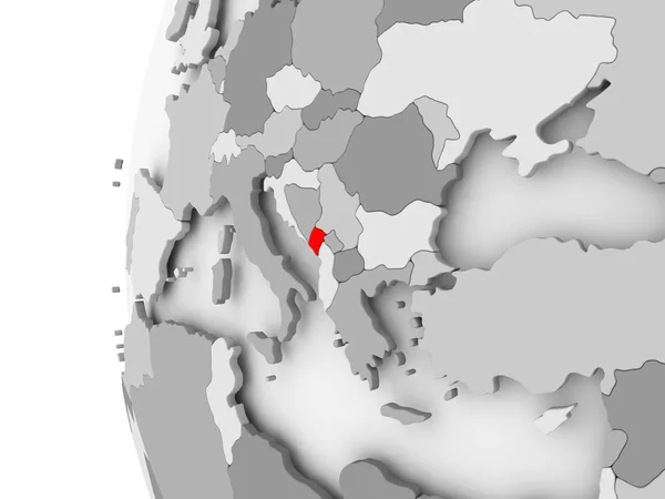 Montenegro auf grauem Globus — Stockfoto