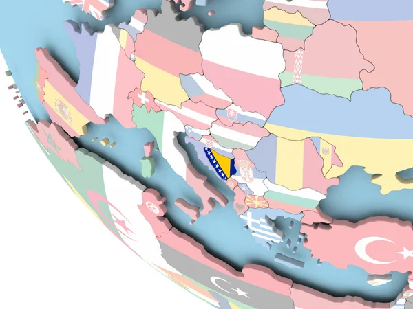 Dünya üzerinde bayrak ile Bosna