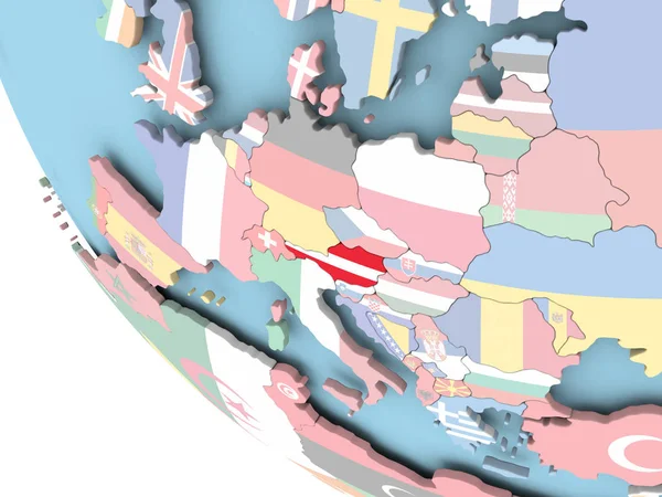 Dünya üzerinde bayrak ile Avusturya