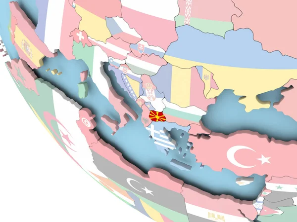Dünya üzerinde bayrak ile Makedonya