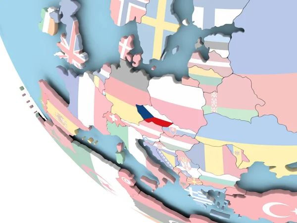 Tsekin tasavalta lipulla maapallolla — kuvapankkivalokuva