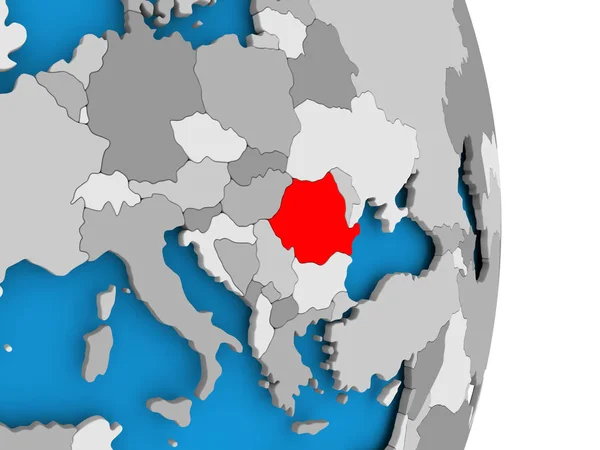 Roemenië op wereldbol — Stockfoto