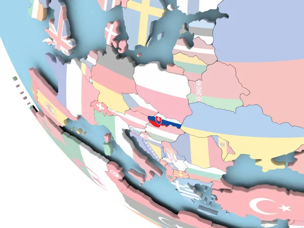 Dünya üzerinde bayrak ile Slovakya