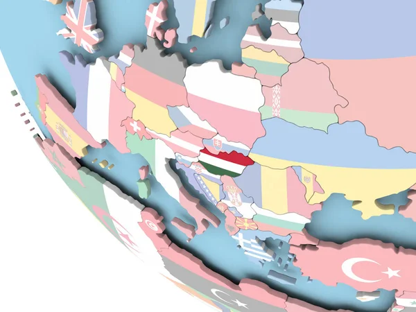 Dünya üzerinde bayrak ile Macaristan