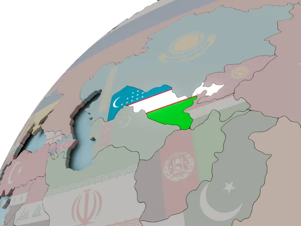 Mapa de Uzbekistán con la bandera —  Fotos de Stock