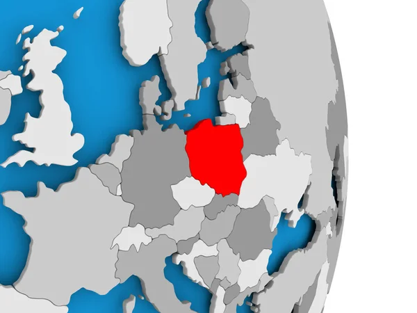 Польша на земном шаре — стоковое фото