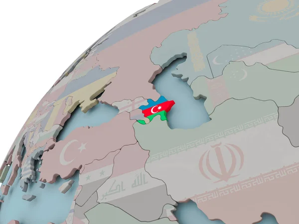 Karte von Azerbaijan mit Fahne — Stockfoto