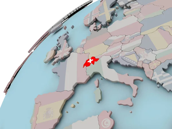 Χάρτης της Ελβετίας με σημαία — Φωτογραφία Αρχείου